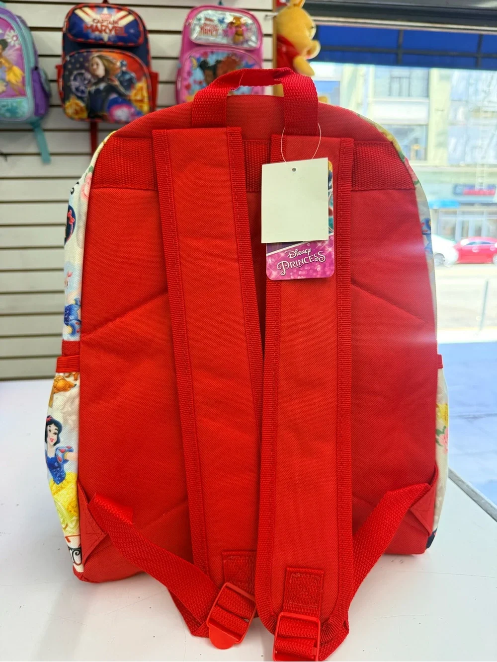 Snow White Print Girls Backpack with Red Accent